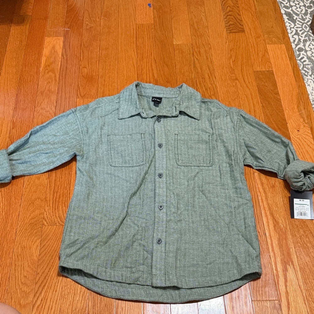 Kids  Lightweight Button-Up Jacket Coat - Green